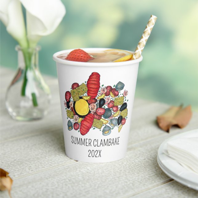 New England Clambake Lobster Boil Block Party Paper Cups (Insitu)
