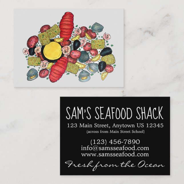 New England Clambake Seafood Restaurant Fishmarket Business Card (Front/Back)