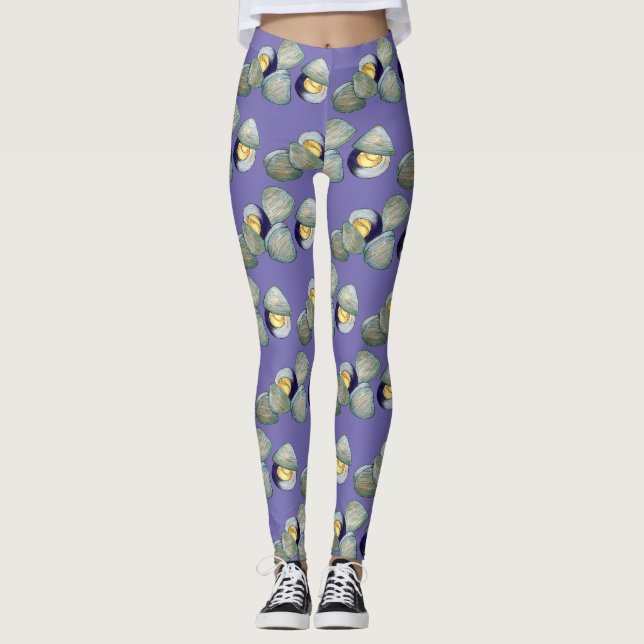 New England Clams Clambake Beach Summer Seafood Leggings (Front)