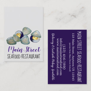 New England Clams Clambake Seafood Restaurant Business Card