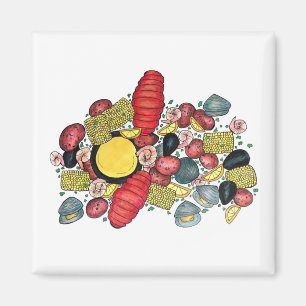 New England Clams Lobster Clambake Seafood Dinner Magnet