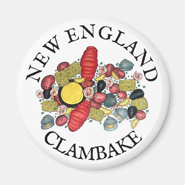 New England Clams Lobster Clambake Seafood Dinner Magnet (Front)