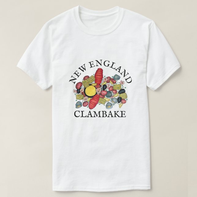 New England Clams Lobster Clambake Seafood Dinner T-Shirt (Design Front)