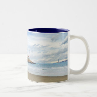 New England Coastal Scene Two-Tone Coffee Mug