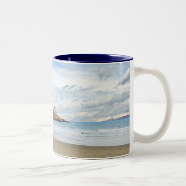 New England Coastal Scene Two-Tone Coffee Mug (Right)