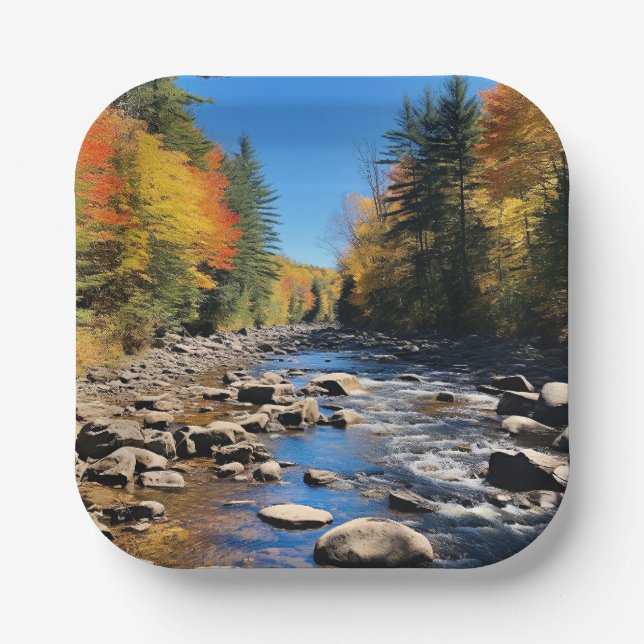 New England Colourful Landscape, Autumn, Paper Plate (Front)