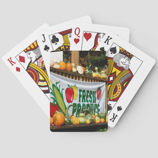 New England Country Farm Stand Autumn  Playing Cards (Back)