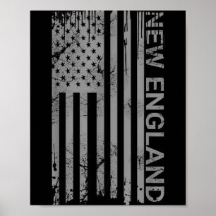 New england grunge usa flag patriotic ne states poster
