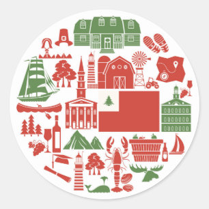 New England Icons Classic Round Sticker