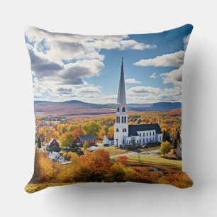 New England Landscape in Fall Cushion
