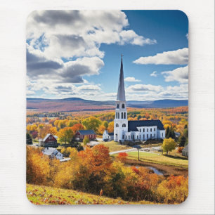 New England Landscape in Fall Mouse Mat