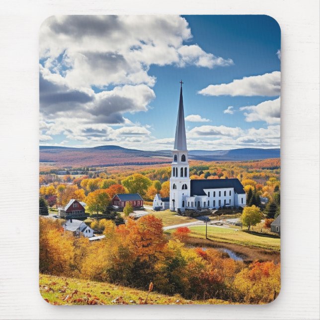 New England Landscape in Fall Mouse Mat (Front)