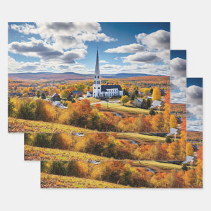 New England Landscape in Fall Wrapping Paper Sheet