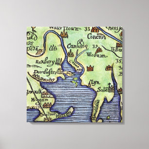 NEW ENGLAND MAP 1677 CANVAS PRINT