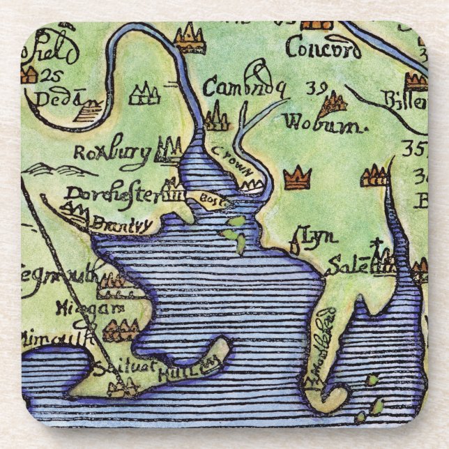 NEW ENGLAND MAP 1677 COASTER (Front)
