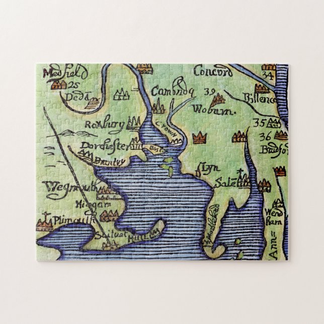 NEW ENGLAND MAP 1677 JIGSAW PUZZLE (Horizontal)