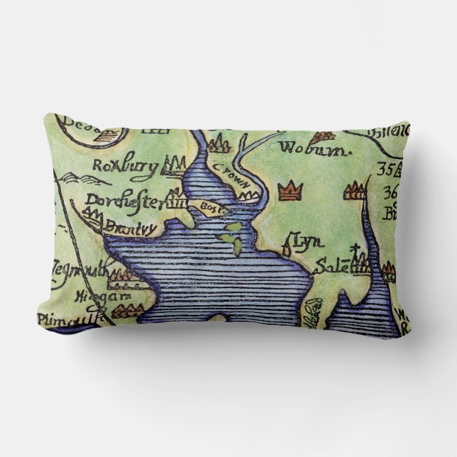 NEW ENGLAND MAP 1677 LUMBAR CUSHION (Front)