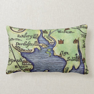 NEW ENGLAND MAP 1677 LUMBAR CUSHION