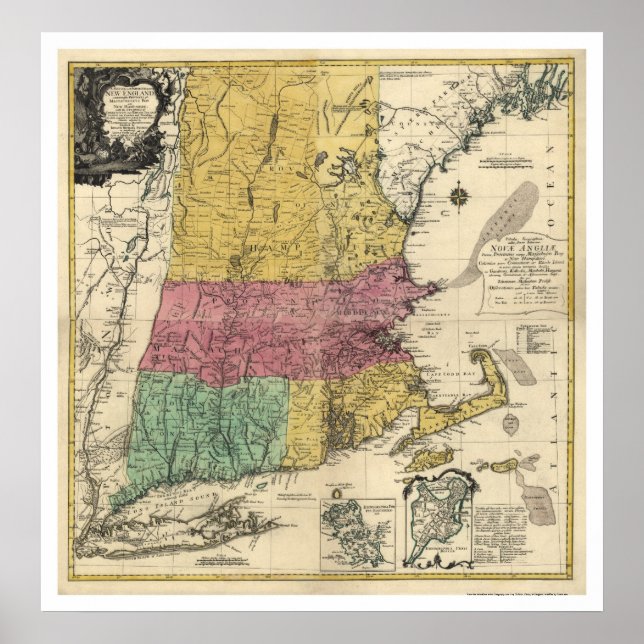 New England Map - 1777 Poster (Front)