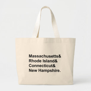 New England Massachusetts Rhode Island Etc. States Large Tote Bag