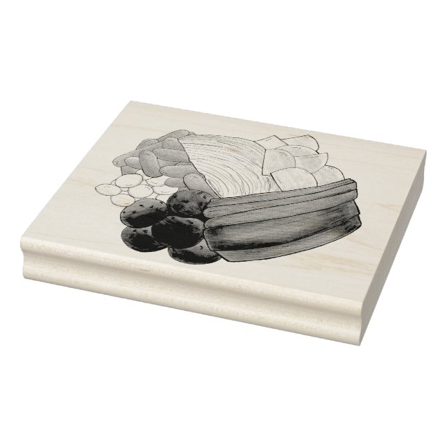 New England Meal Boiled Dinner Corned Beef Cabbage Rubber Stamp (Stamp)