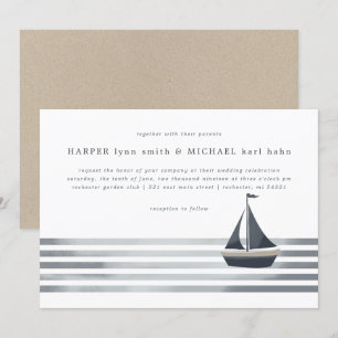 New england nautical sailboat wedding invitation
