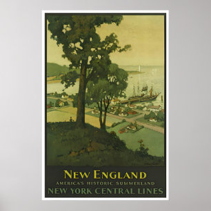 New England Poster Travel Art New York Central