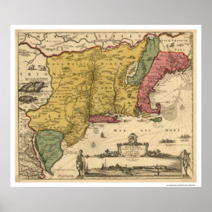New England Regional Map - 1685 Poster