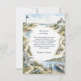 new england romantic Lighthouse coastal Wedding Thank You Card