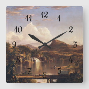New England Scenery Frederic Edwin Church Square Wall Clock
