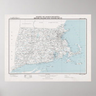 New England States Map (1975)  Poster