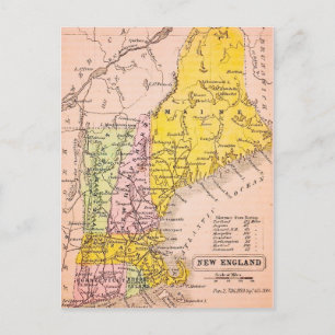 New England States Map Postcard