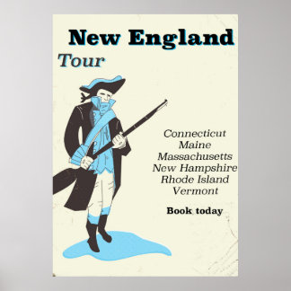 New england Tour vintage travel poster