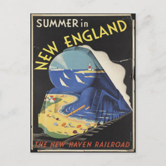 New England Travel Poster Postcard