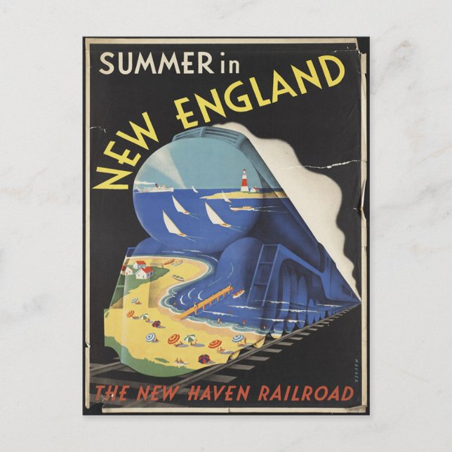 New England Travel Poster Postcard (Front)
