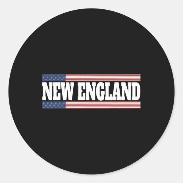 New England Usa Flag Patriotic State Varsity New E Classic Round Sticker (Front)
