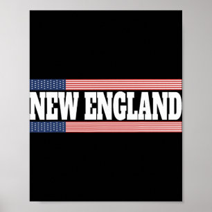 New England Usa Flag Patriotic State Varsity New E Poster