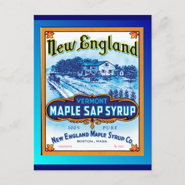 New England Vermont Maple Syrup Postcard (Front)