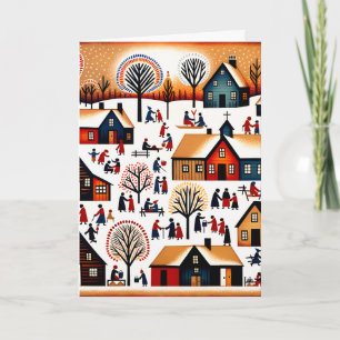 New England Village - Winter Scene Card