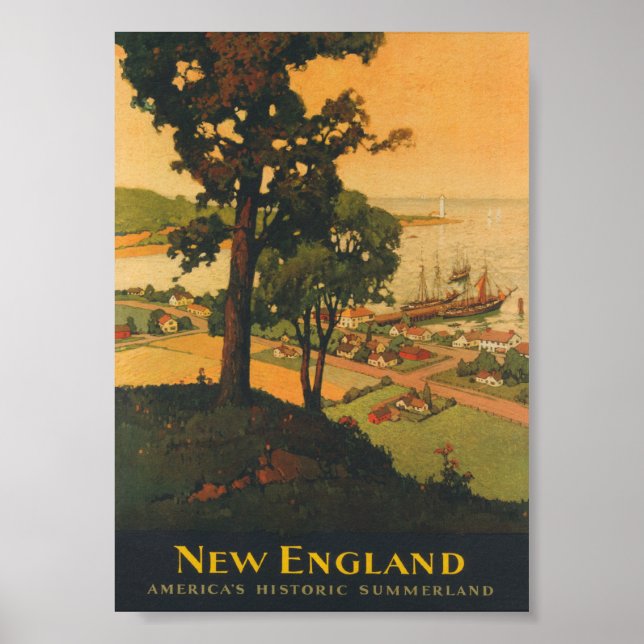 New England Vintage Travel Poster (Front)