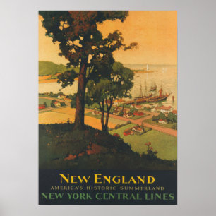 New England Vintage Travel Poster