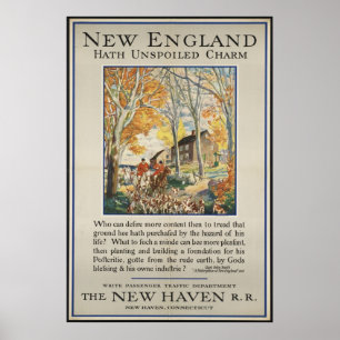 New England Vintage Travel Poster Ad Retro Prints
