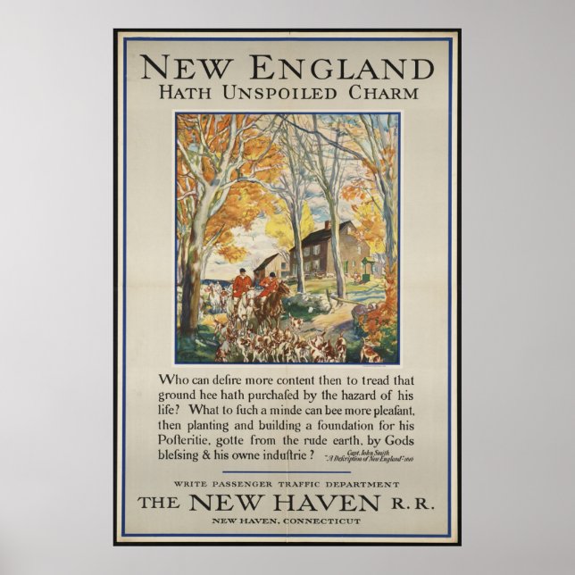 New England Vintage Travel Poster Ad Retro Prints (Front)