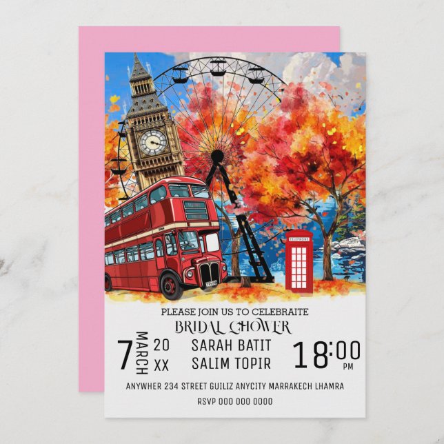 New England Watercolor Invitation TEMPLATE, East C (Front/Back)