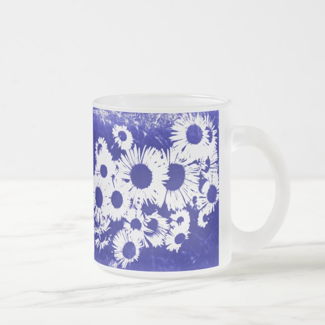 New England Wild Aster Frosted Glass Coffee Mug (Right)