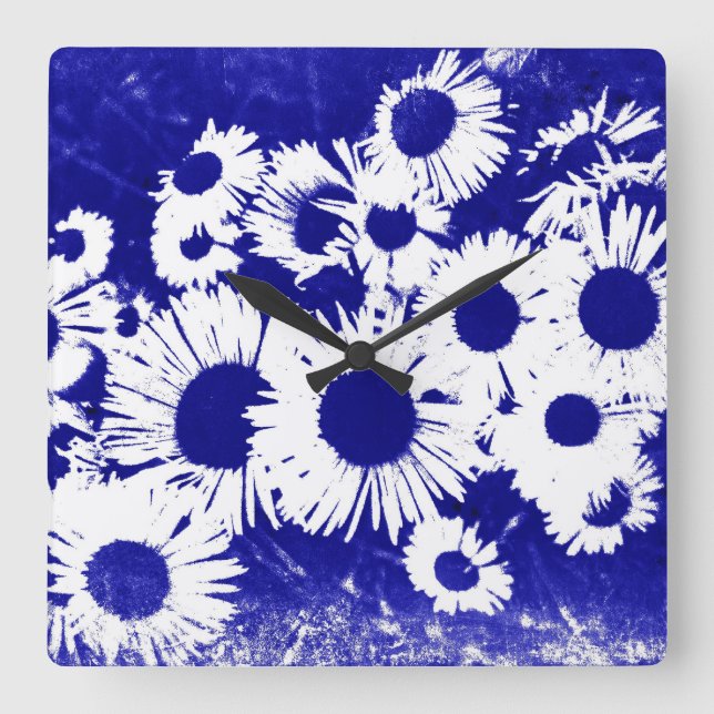 New England Wild Aster Square Wall Clock (Front)