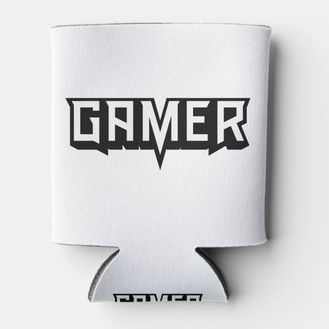 New Era_Gamer Logo-BW on Transparent Can Cooler (Front)