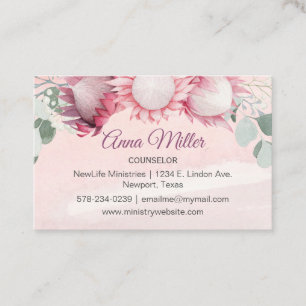 New Eucalyptus Gentle Pink Counseling Ministry Business Card
