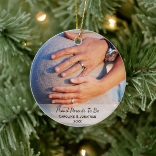 New Expecting Parents to Be Simple Classic Photo Ceramic Tree Decoration