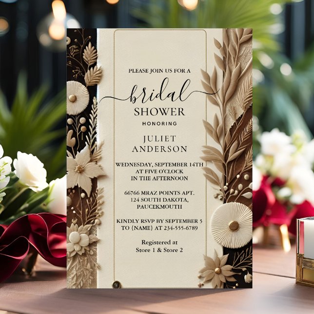 New Fabric Velvet Lace Linen Paper Bridal Shower Invitation (Creator Uploaded)